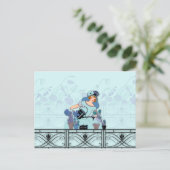 WINDOW GARDEN, ART DECO LADY: FRENCH BLUE POSTKARTE (Stehend Vorderseite)
