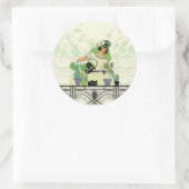 WINDOW GARDEN, ART DECO LADY: SOMMERGRÜNTÖNE RUNDER AUFKLEBER (Tasche)