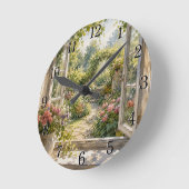 Window & Garden Wall Clock — Charming Nature Desig Runde Wanduhr (Winkel)