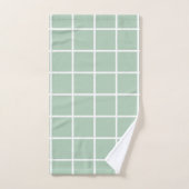 Window Pane Grid, White on Sage Green Badhandtuch Set (Handtuch)
