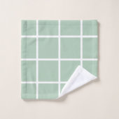 Window Pane Grid, White on Sage Green Badhandtuch Set (Waschlappen)