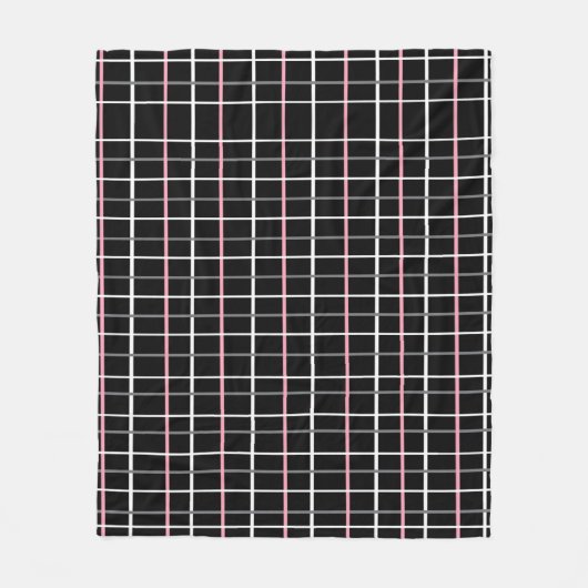 Window Pane Print in Schwarz/Weiß mit Rosa Fleecedecke (Vorderseite)