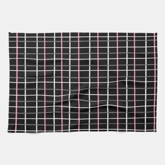 Window Pane Print in Schwarz/Weiß mit Rosa Geschirrtuch (Horizontal)