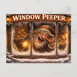 Window Peeper Icelandic Yule Lad Postcard  Postkarte