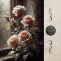 Window Roses in Blush Decoupage