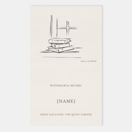 Window Seat Ex Libris Bookplate -Library Label  Rechteckiger Aufkleber