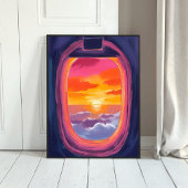 Window Seat Sunset Airplane Travel Painting Poster