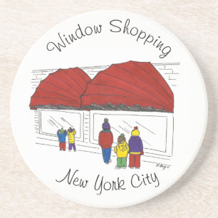 Window Shopping NYC New York City Weihnachten Weih Sandstein Untersetzer