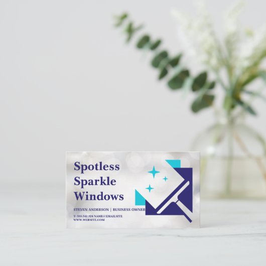 Window Squeegee Sparkle Clean Visitenkarte (Stehend Vorderseite)