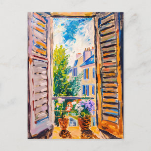 Window View on a cityscape. Painting Postkarte