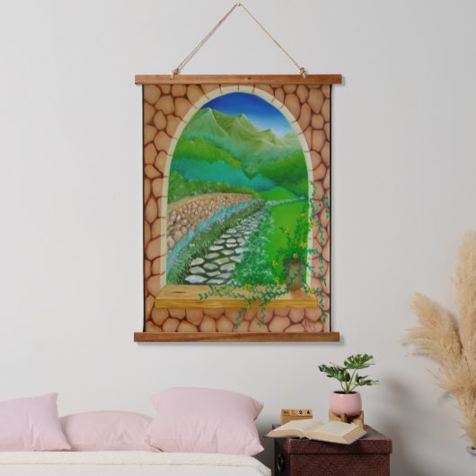 Window Wandteppich Mit Holzrahmen (Schlafzimmer)