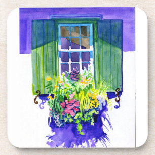 Windowbox watercolor getränkeuntersetzer