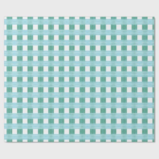 Windowpane Weave Gingham in Green and Aqua Geschenkpapier (Flach)