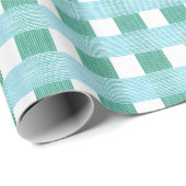 Windowpane Weave Gingham in Green and Aqua Geschenkpapier (Rolleneckpunkt)