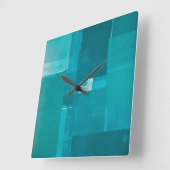"Windows" Aquamarine Abstrakte Kunst Quadratische Wanduhr (Winkel)