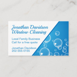 Windows Cleaning Blue Water Bubble Business Card Visitenkarte