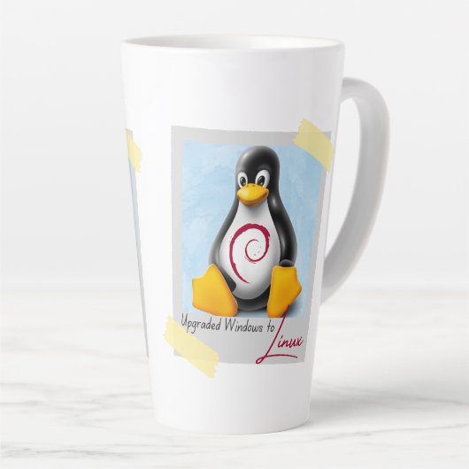 Windows Debian Linux Tux aktualisiert Milchtasse (Rechte Ecke)