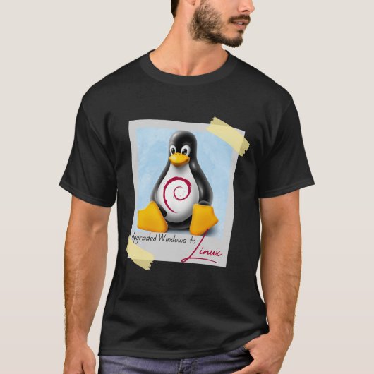 Windows Debian Linux Tux aktualisiert T-Shirt (Vorderseite)