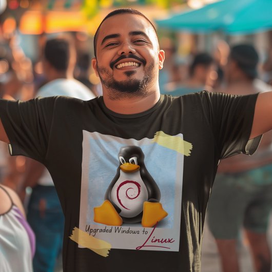 Windows Debian Linux Tux aktualisiert T-Shirt