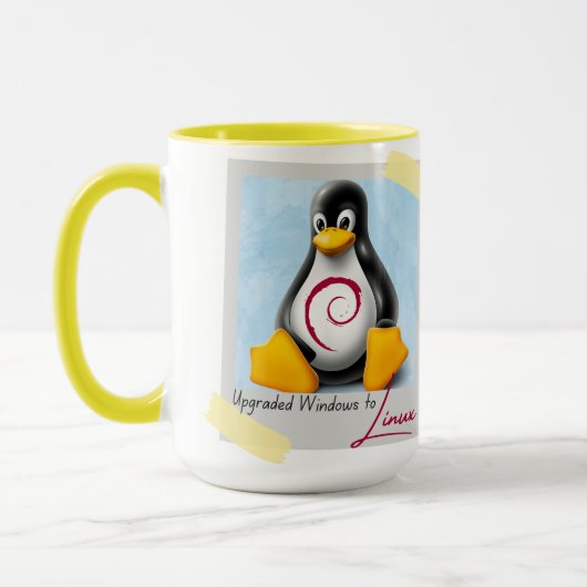Windows Debian Linux Tux aktualisiert Tasse (Links)