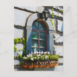 WINDOWS DOORS FLOWERS BUILDING POSTCROSSING POSTKARTE
