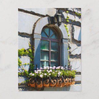 WINDOWS DOORS FLOWERS BUILDING POSTCROSSING POSTKARTE