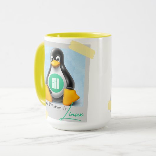 Windows Manjaro Linux Tux aktualisiert Tasse (Vorderseite Links)