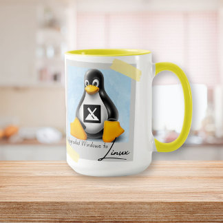 Windows MX Linux Tux aktualisiert Tasse