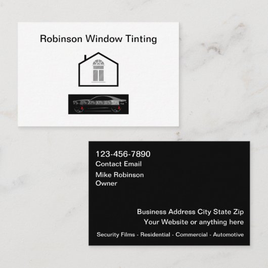 Windows Tinting Solar Film Business Cards Visitenkarte (Vorne/Hinten)
