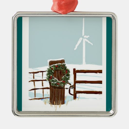Windpark-Weihnachtsverzierung Silbernes Ornament (Vorne)