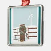 Windpark-Weihnachtsverzierung Silbernes Ornament (Links)