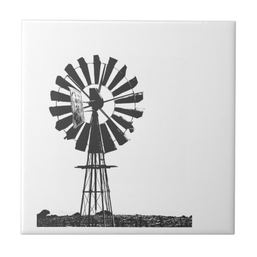 Windpumpe Sketch Farm Landschaft Fliese (Vorderseite)