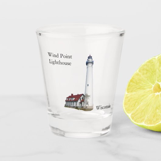 Windpunkt-Leuchtturmglas Schnapsglas (Vorderseite)