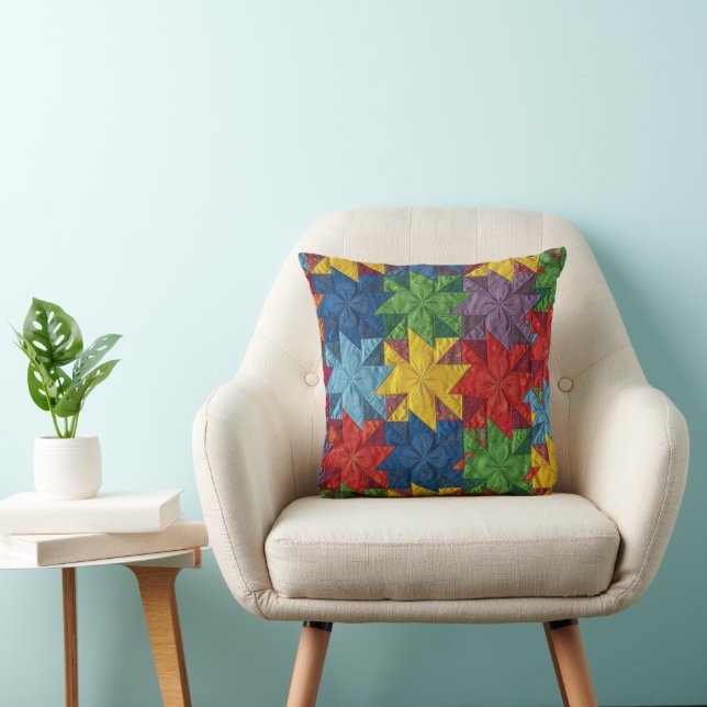 Windrad-Patchwork-Quilt-Muster Kissen (Stuhl )