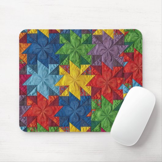 Windrad-Patchwork-Quilt-Muster Mousepad (Mit Mouse)