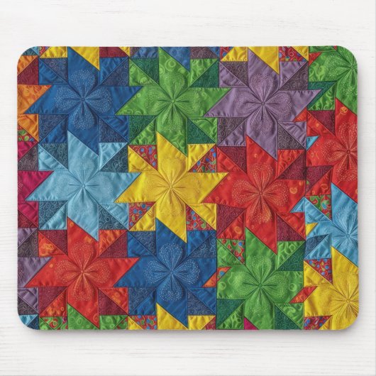 Windrad-Patchwork-Quilt-Muster Mousepad (Vorne)