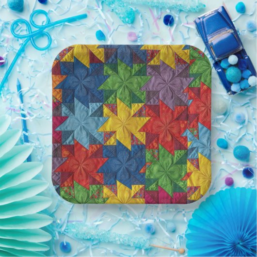 Windrad-Patchwork-Quilt-Muster Pappteller (Party)