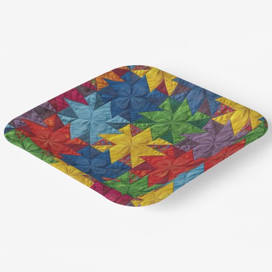 Windrad-Patchwork-Quilt-Muster Pappteller (Gewinkelt)