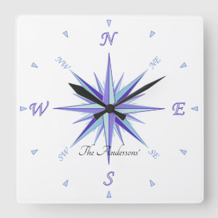 Windrose-Designuhr Quadratische Wanduhr