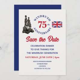 WINDRUSH 75-jähriger Union Jack Save The Date