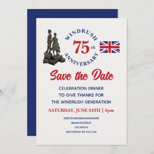 WINDRUSH 75-jähriger Union Jack Save The Date