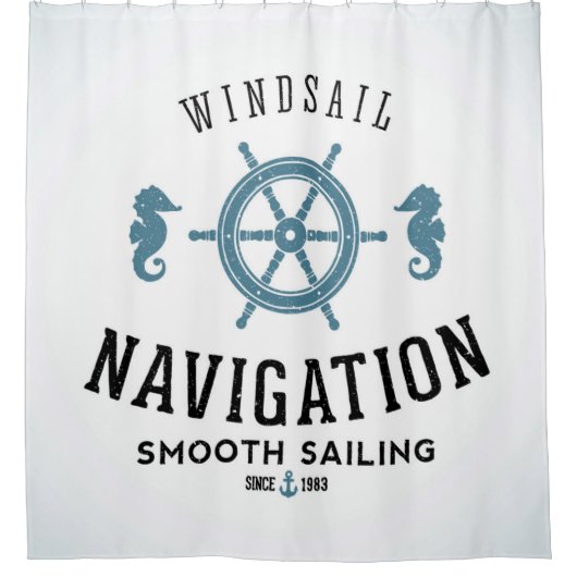 Windsail Navigations-Plakat Duschvorhang (Vorderseite)