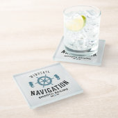 Windsail Navigations-Plakat Glasuntersetzer (Schrägansicht)