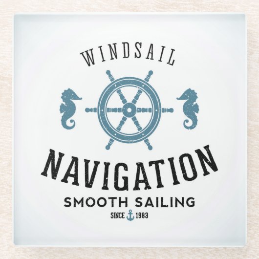 Windsail Navigations-Plakat Glasuntersetzer (Vorderseite)