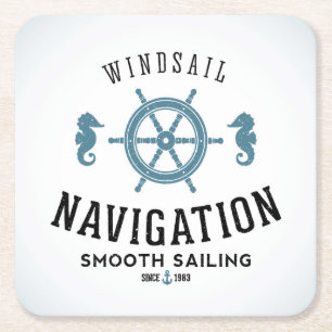 Windsail Navigations-Plakat Rechteckiger Pappuntersetzer