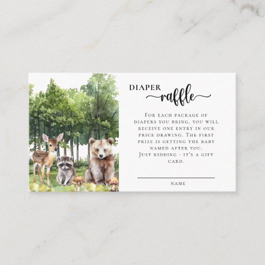 Windschutzkarte für Woodland Tiere für Babydusche Begleitkarte (Vorderseite)