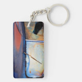 Windschutzscheibe eines alten rostigen Lastwagens Schlüsselanhänger (Rückseite)