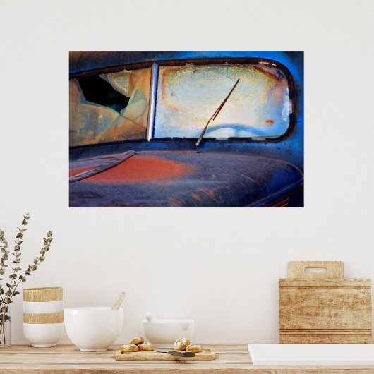 Windschutzscheibe eines alten rostigen LKW Poster (Küche)