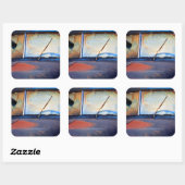 Windschutzscheibe eines alten rostigen LKW Quadratischer Aufkleber (Blatt)