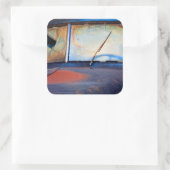 Windschutzscheibe eines alten rostigen LKW Quadratischer Aufkleber (Tasche)